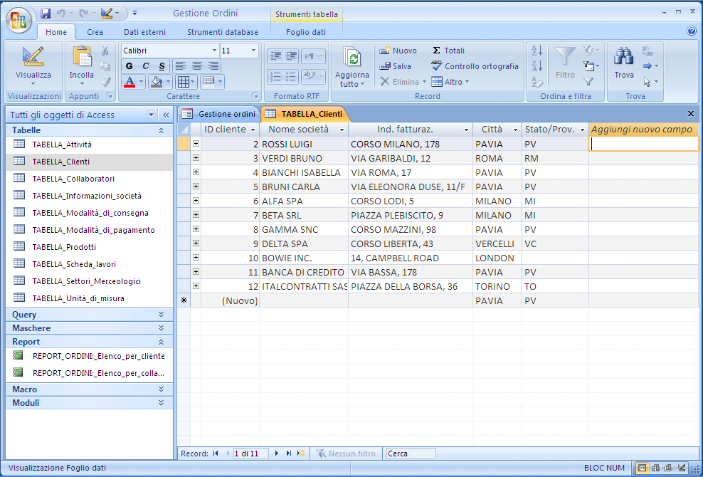 Microsoft ccess Guida Rapida E ()Pulsante di Microsoft Office (Menu) Visualizza un menu di comandi di uso comune (Nuovo, pri, Salva con nome, Stampa, hiudi database ecc.