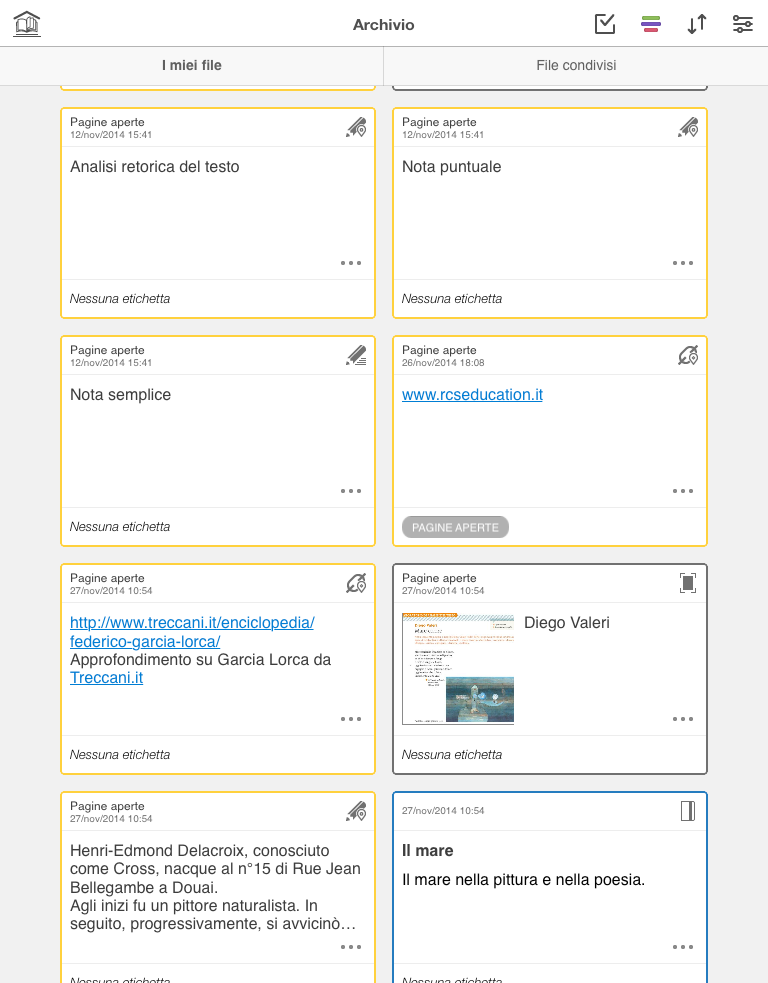 STUDIA E CONDIVIDI L ARCHIVIO L Archivio è uno strumento integrato nell applicazione MyStudio per l archiviazione e la condivisione con altri utenti di attività e documenti creati con gli strumenti