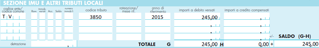 Modalità di compilazione del modello F24 Il Modello F24 telematico si presenta suddiviso in sezioni, per il versamento del diritto annuale compilare le sezioni Contribuente ed IMU ed altri tributi