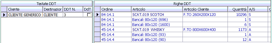 Esempio di dati presenti nel file: U 469786 U 469789 La lista di pallet acquisiti è usata per costruire il dettaglio dei colli in spedizione.