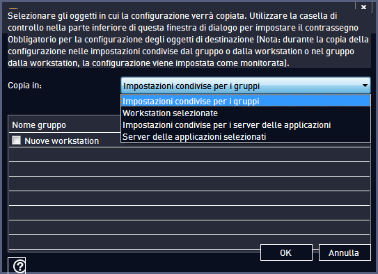 Nella struttura a sinistra, fare clic con il pulsante destro del mouse sulla sottovoce scelta di Pianificazioni, quindi dal menu di scelta rapida selezionare Copia in.