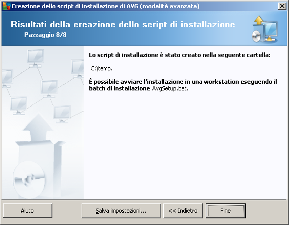 Il pulsante Salva impostazioni consente di salvare la configurazione precedentemente selezionata.