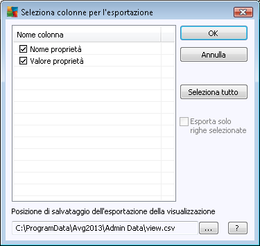 visualizzazione corrente nell'intervallo di tempo predefinito). Nota: il numero delle righe può dipendere anche dalle opzioni di filtro (se disponibili e definite per la data visualizzazione).