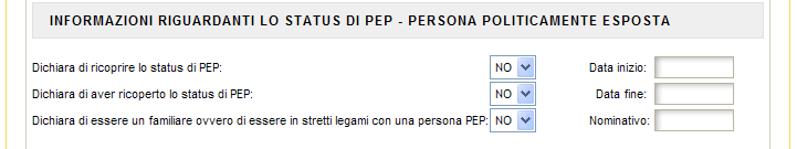 Scopo operazione : Protezione prevista in automatico dal sistema; Attività economica : Individuabile dal menù.