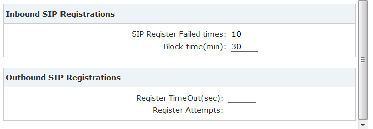 Voce TOS for Signaling packets TOS for RTP audio packets TOS for RTP video packets COS Priority for Signaling packets COS Priority for RTP audio packets COS Priority for RTP video packets DNS SRV