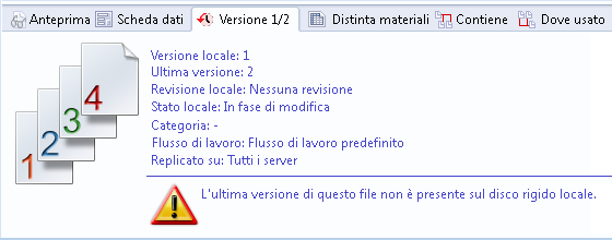 Non si seleziona un file Seleziona una cartella Si selezionano più file Inoltre, se si seleziona un file che non dispone dell'ultima versione locale, viene visualizzato un messaggio di avvertimento.