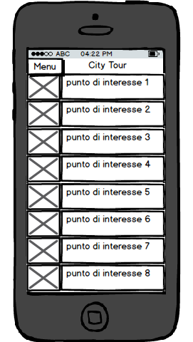 Realizzazione di un sistema informativo basato su social network Il sistema mostra al turista la scheda illustrativ a del luogo caratteristico in cui si trov a. End 4.4 I Mock-up Figura 4.