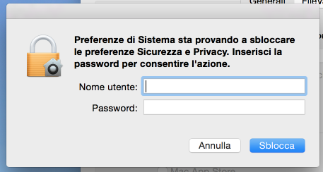 a sinistra Inserire le credenziali da amministratore di