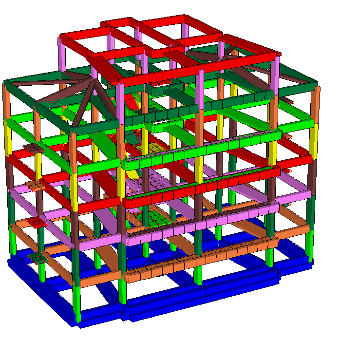 Modello adottato Fabbricato Edilgisa Modello tridimensionale agli elementi finiti con ipotesi di impalcati infinitamente rigidi nel proprio piano.