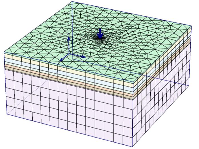 borehole Palo singolo Zona di mesh raffinata Figura 4.24 Figura 4.25 Definito il modello geometrico e impostata un mesh di tipo fine (figura 4.
