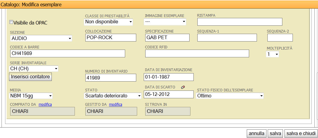 1. cliccare modifica 2. inserire lo stato Scartato 3. cliccare salva e chiudi 1.