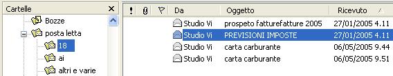 Figura 170-7 La situazione concernente la Figura 170-7 è ricavata da una situazione reale, in cui numerose cartelle sono state aggiunte a quelle tipiche di Outlook.