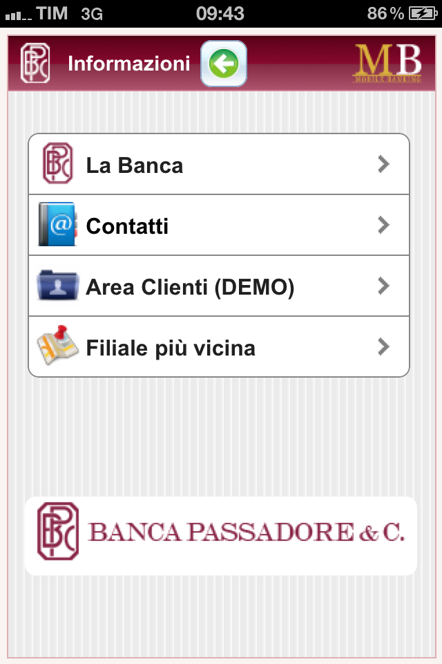 3.3. Menu La Banca Dettaglio delle voci: La Banca: visualizza le informazioni generali sulla Banca.