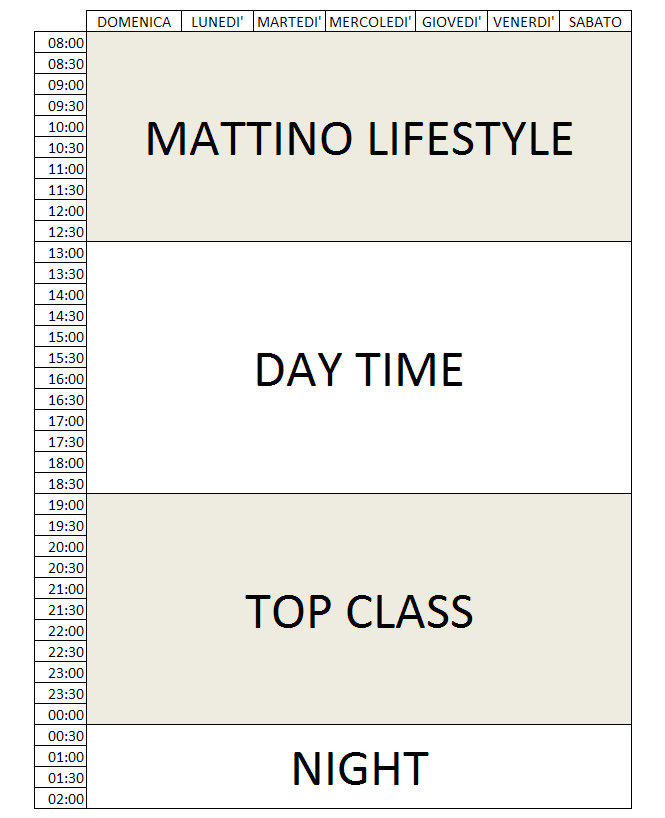 IL PALINSESTO PUBBLICITARIO MATTINO LIFESTYLE 7.00 13.