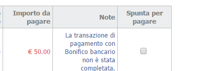 b) L utente non ha ancora effettuato il pagamento e necessita di conoscere gli estremi del conto per effettuare il bonifico.