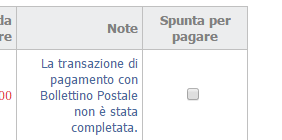 Figura 63 Annullamento della procedura Sarà riproposta la maschera dei riepilogo di pagamenti. L importo sarà nuovamente disponibile nel riepilogo come da pagare con questa nota.