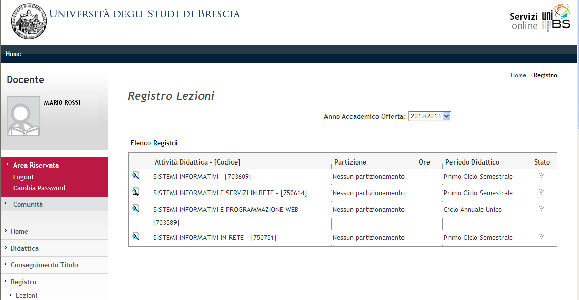 In tale elenco, è possibile notare due icone, ossia: l icona che rappresenta lo stato del registro, che può essere (stato di bozza) o (stato definitivo); l icona che consente di visualizzare e,