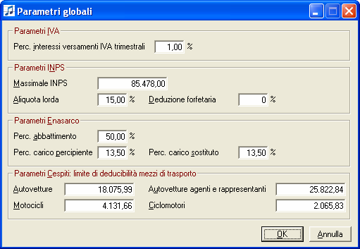 Tabella Parametri Globali Tabella di sistema nella quale confluiscono i parametri comuni a tutte le aziende appartenenti a qualsiasi gruppo.