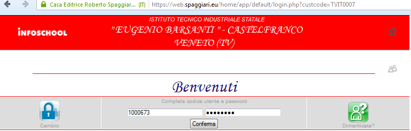 Andare su web.spaggiari.eu (o Registro elettronico in area docenti www.itisbarsanti.