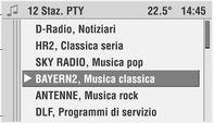 24 Radio Selezionare dalla lista il tipo di programma desiderato. Viene visualizzato l'elenco delle stazioni del tipo di programma selezionato, la cui ricezione è possibile.