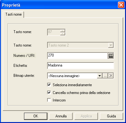 Configurazione tasto nome Configurazione tasto nome Configurare il tasto seguendo la descrizione seguente. Così si stabiliscono le proprietà di un tasto nome 1.