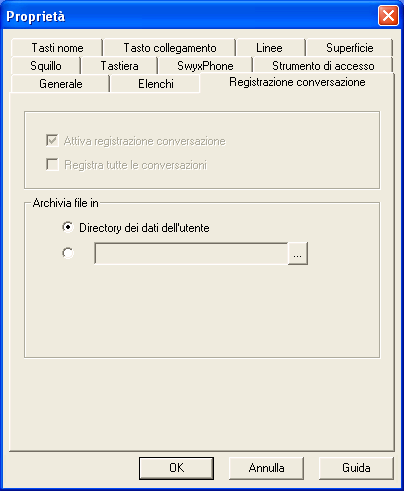 8.8.3 Registrazione Generalmente le registrazioni vengono salvate su SwyxServer nella propria directory di utente. Qui è possibile modificare l'elenco.