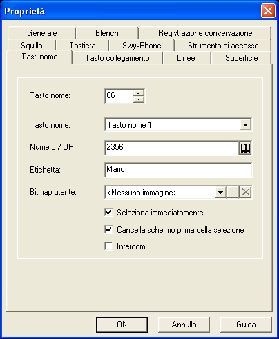 8.8.4 Tasti nome (Selezione rapida) Con l'aiuto di questa scheda si effettua la configurazione dei tasti nomi (che corrispondono ad una selezione rapida).