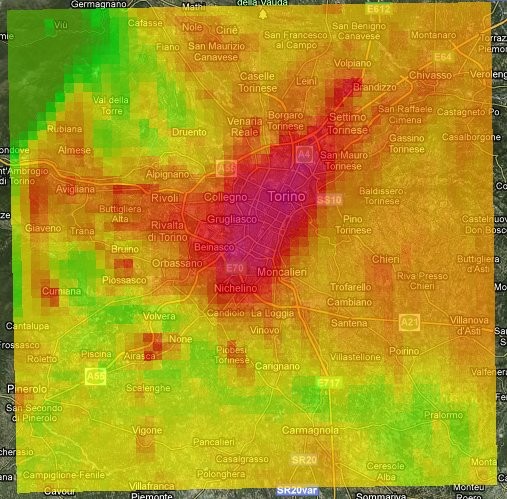 Mappe di concentrazione PM10 media oraria,