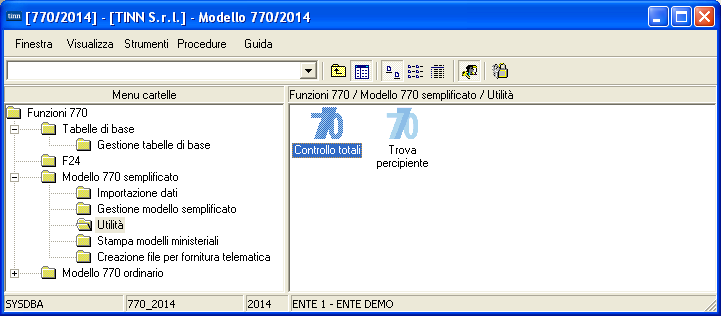 UTILITA : Controllo Totali Nel nuovo modello 770/2014 è stato confermato il quadro SS Totali.