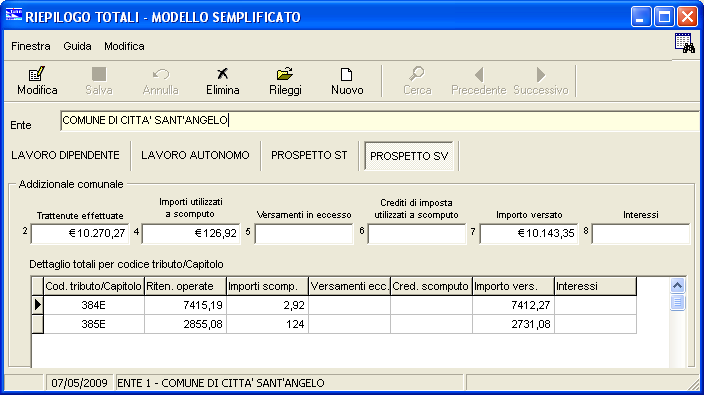 UTILITA : Esempio Controllo Totali