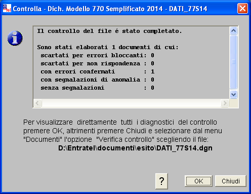 Procedura di controllo del Ministero Versione Modello 770/