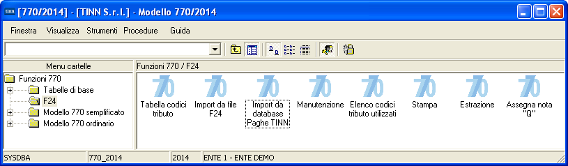 Importazione e trattamento Dati file Telematici F24/EP Lo scopo di queste funzioni è di poter acquisire, controllare e eventualmente manutenere i dati dai file F24 ufficiali inviati Telematicamente