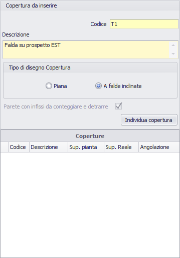 COPERTURE La funzione COPERTURE consente di computare le superfici di solai piani o tetti di copertura.