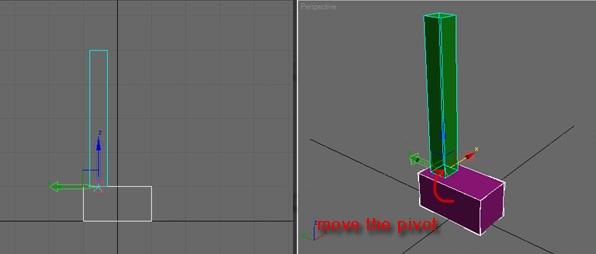 Sono stati dapprima creatii due semplici box corrispondenti rispettivamente al piede e alla tibia e poi, in seguito, si è provveduto all allineamento del pivot del box-piede alla base del