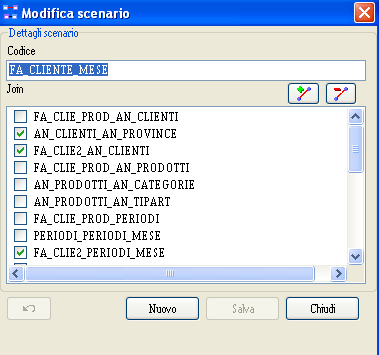 Dopodiché è sufficiente attivare il menu Scenario del menu attivabile con il tasto destro del mouse sul pannello dei dettagli nella sezione Scenari. Si attiva così la seguente maschera.