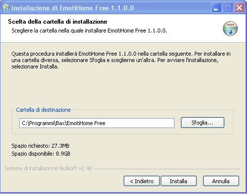 Finestra di accettazione di licenza d uso del software A questo punto è possibile scegliere il percorso base a partire dal quale verrà creato la