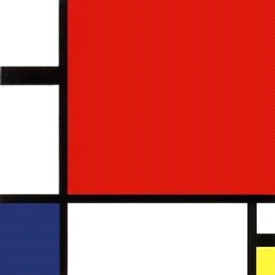 Piet Mondrian, Composizione in rosso, blu e giallo, 1930, olio su tela, Il dipinto Composizione in rosso, blu e giallo di Piet Mondrian appartiene al periodo centrale e più tipico della sua carriera.