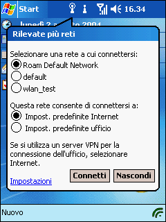 Connessione automatica a una rete 1. Se sono presenti una o più reti, l'icona dell'indicatore di rete compare nella barra di navigazione.
