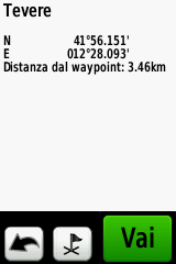 Navigazione di base Pulsante delle informazioni Per salvare un waypoint sulla pagina Mappa: 1. Toccare il punto da salvare sulla pagina Mappa. 2.