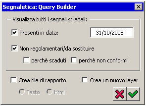 Figura 6.8: Finestra di interrogazione dati A questo scopo ho implementato un sistema di query predefinite che consentono in maniera trasparente di ottenere quanto detto.