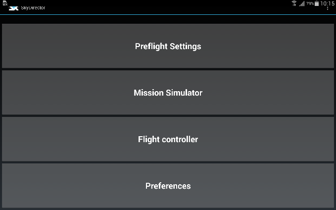 SKYOROBOTIC SKYDIRECTOR SU TABLET RUGGED Nel preflight Setting si accede alle impostazioni e alle limitazioni del sistema APR. Essenziale per allineamento con analisi del rischio.