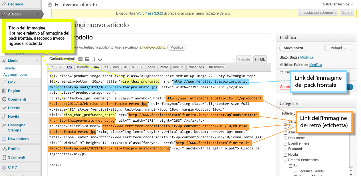 Sarà possibile inserire o modificare il Titolo dell immagine, la Didascalia (opzionale), la Descrizione, ed il Testo alternativo (utile per i