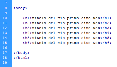 Figura 11 Tag <h1> A questo punto salviamo il documento utilizzando la voce salva con nome dal menù file e apriamo il file salvato.