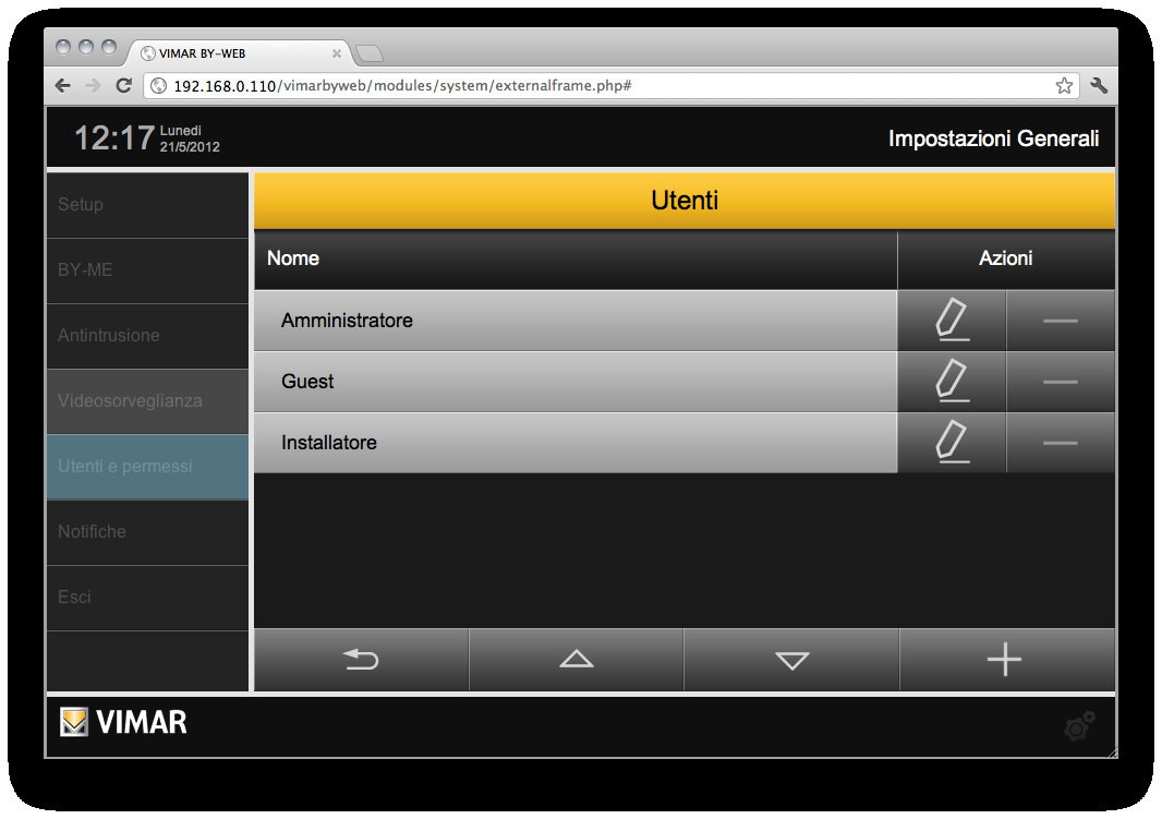 7. Utenti e permessi 7.1 Premessa By-web permette di configurare diversi account per l accesso alla supervisione e di specificare quali diritti essi debbano avere.