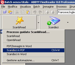 B. Scansione multipla di più documenti con Scandisci in PDF/WORD La scansione multipla permette di acquisire più documenti (utilizzando il modulo trattore posto nel coperchio dello scanner) in modo