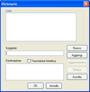 Mind Express 78 Appare la finestra di dialogo Seleziona Dizionario. 2. Cliccare Nuovo per creare un nuovo dizionario. Appare la finestra di dialogo del dizionario.