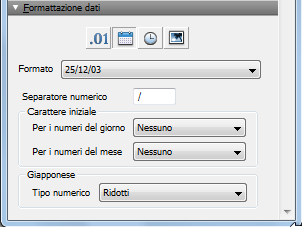 Capitolo 3 Creazione di database 99 4. Selezionare il formato data da utilizzare dalla lista Formato, quindi selezionare ulteriori formati per il campo Data.