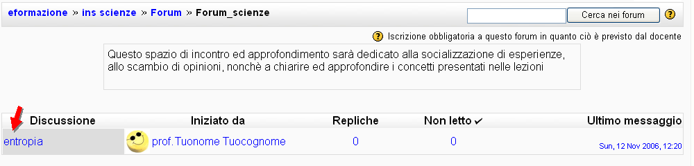 Figura 23: pagina "Aggiungi nuovo argomento" Come può notare dalla Figura 20, il programma visualizza in alto la descrizione del forum che ha precedentemente digitato e le offre gli strumenti