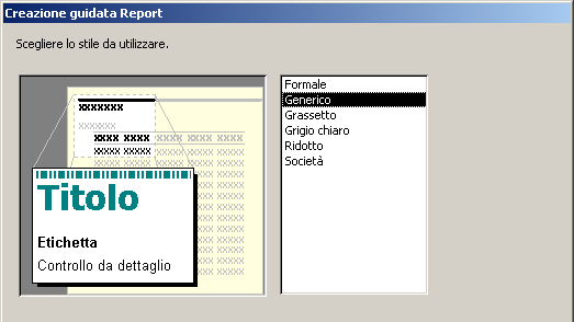 46 Figura 9.1: alla creazione di un report occorre specificare il nome di una tabella o query 5.