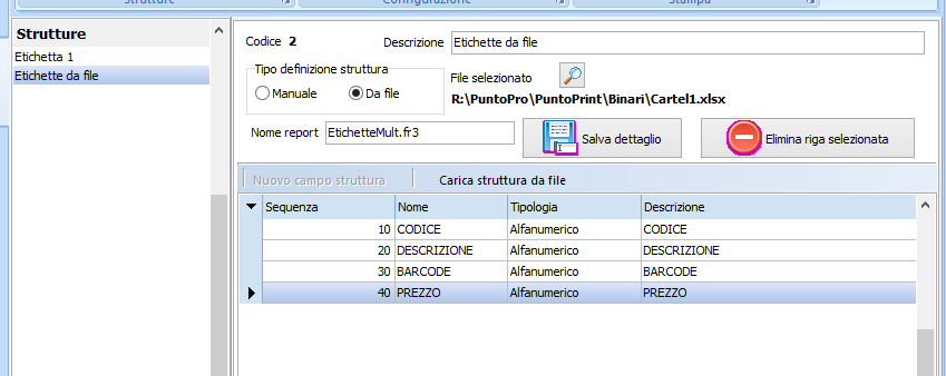 Questa funzione imposta le righe della struttura leggendo la prima riga del file indicato (che non dovrà contenere i dati, ma i titoli delle colonne).